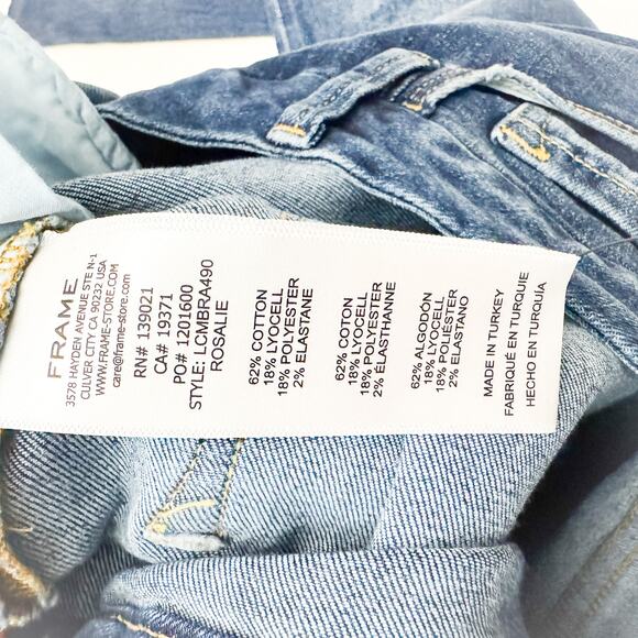 Frame Le Crop Mini Boot Rosalie Wash Dark Wash Denim Jeans Raw Hem Size 26 - Picture 7 of 8